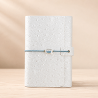 Carnet A6 personnalisé en cuir PU gaufré effet autruche, relié, rechargeable, journal de voyage avec estampage à chaud or, vente en gros