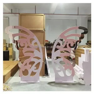 Wedding Pvc Acrylic Backdrop Panel Stand Colorful Pink Butterfly Wings Large Acrylic Butterfly For Party Events Wedding Backdrop