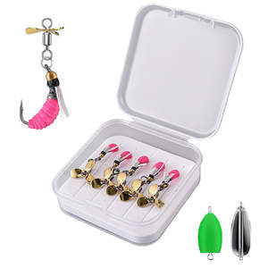 Set di 5 Mosche Artificiali in Plastica e Metallo per Pesca a Mosca, Insetti, Api, Falene, Esche Secche con Amo e Piombo, Piume Bioniche per Pesca in Mare e da Barca - Product Image 3