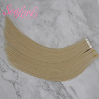 Extensions de cheveux naturels blondes de qualité supérieure, à bandes adhésives, cheveux Remy, cuticules alignées, sans nœuds, sans perte de cheveux