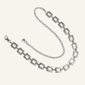 เข็มขัดสี่เห<span class=keywords><strong>ล</strong></span>ี่ยมสำหรับผู้หญิงชุดเดรส JK จับคู่กับชุดเดรสเสื้อเชิ้ตคาดเอวเข็มขัดสายโซ่โ<span class=keywords><strong>ล</strong></span>หะ - Product Image 4