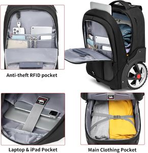 Girls' Rolling School <b>Backpack</b> <b>with</b> Big <b>Wheels</b> Durable Nylon Eco-Friendly & <b>Large</b> Capacity - Product Image 4