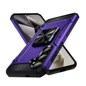 Metal Kickstand Case For Samsung Galaxy S24 Anti Drop Phone Protector Hard PC TPU Phone Shell