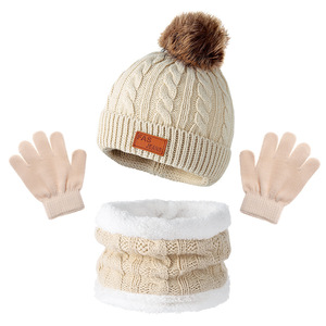 Venta al por Mayor de Conjuntos de <span class=keywords><strong>Gorro</strong></span>, Bufanda y Guantes para Niños, Tres Piezas, Otoño e <span class=keywords><strong>Invierno</strong></span>, Cálidos, Gruesos, de Lana Tejida con una Sola Bola - Product Image 6