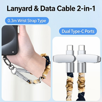 Kabel Data Pengisian Cepat Dual C-type PD 60W Transmisi Data Desain Gelang Tali Gantung Ponsel Bahan Zinc Alloy Logo