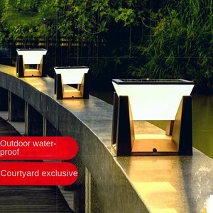 โคมไฟเสา LED พลังงานแสงอาทิตย์กลางแจ้ง, คะแนน IP65สูงโคมไฟตั้งโต๊ะติดผนังสวนลานบ้านดีไซน์ใหม่ - Product Image 5