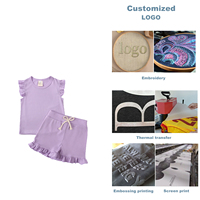 Fabricants de vêtements en gros Logo personnalisé Vêtements pour enfants vierges Ensemble chemise et short en dentelle avec champignon Lot de vêtements pour enfants