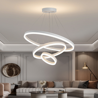Luminaire suspendu rond LED moderne de style nordique, lustre de plafond en acrylique de luxe, hauteur réglable, or/noir, à intensité variable, taille moyenne