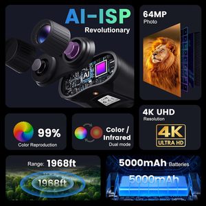 Jumelles de vision nocturne infrarouge couleur pleine 4K ZT ASS8001 à faible luminosité pour l'extérieur (noir) - Fournisseur de fabricants personnalisable - Product Image 2