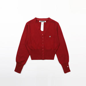 Pull en tricot de coton à col en V et à simple boutonnage, style américain tendance, pour femme - Product Image 6