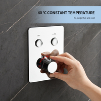 Robinet de douche thermostatique encastré à 2 fonctions avec panneau en verre blanc, 40 ° Kit de finition mural pour mitigeur avec conception anti-brûlure C