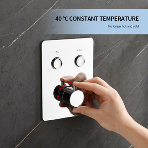 Robinet <span class=keywords><strong>de</strong></span> <span class=keywords><strong>douche</strong></span> thermostatique encastré à 2 fonctions avec panneau en verre blanc, <span class=keywords><strong>40</strong></span> ° Kit <span class=keywords><strong>de</strong></span> finition mural pour mitigeur avec conception anti-brûlure C - Product Image 3