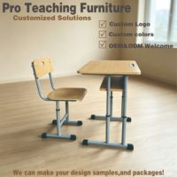 Ensemble de bureau et chaise d'école en bois réglables avec dossier à poignée, table d'étude sans plastique, mobilier de classe écologique pour enfants