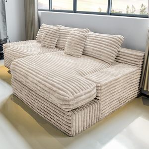 118 \ "hiện đại Modular đám mây cắt ghế màu be sang trọng vải to sợi vải l-hình dạng Chaise sâu ghế thoải mái không có lắp ráp yêu cầu - Product Image 3