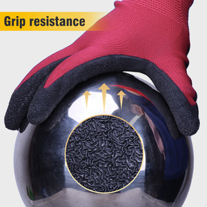 قفازات عمل XINGYU مقاس 13 من البوليستر المبطن باللاتكس المجعد، مقاومة للانزلاق، قفازات أمان حمراء مطلية باللاتكس المجعد - Product Image 3