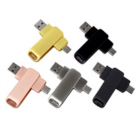 Unidad Flash USB Multifunción 2 en 1, Giratoria, Metálica, OTG, USB 2.0, 8GB, 16GB, 32GB, 64GB, Personalizable al por Mayor, Tipo-C
