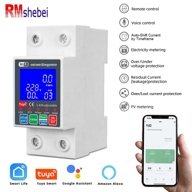 RMshebei Wireless Remote Control Energy Power Meter Wifi Circuit Breaker Smart Timer Leakage Protection 220v Voltage Protector