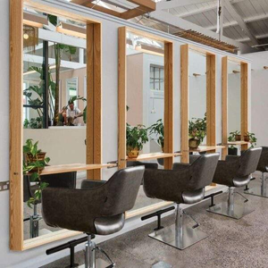 Miroir pleine longueur pour salons de coiffure, miroir mural de salon avec étagère, miroir en bois massif écologique - Product Image 3