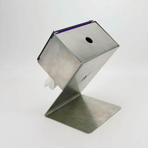 Porte-boîte à mouchoirs en acier inoxydable avec panneau en acrylique violet, forme rectangulaire, finition polie - Product Image 5