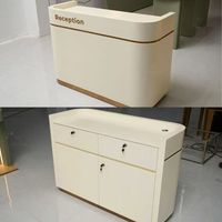 YS-0871 Bureau de réception moderne en bois blanc de luxe personnalisable, écologique, pour salon de beauté, salon de coiffure