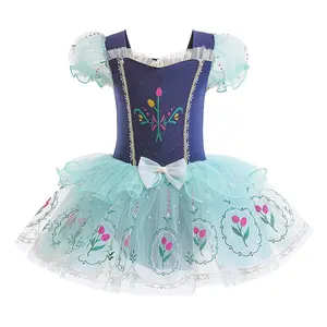 Yürümeye başlayan bebek bale dans kostümü sevimli çocuk kız kabarık prenses Elsa Anna dans uygulama Tutu elbise