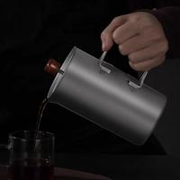 Cafetière à piston réutilisable en titane pur, à large ouverture, avec filtre à café et thé, portable pour le voyage, la maison, le camping en extérieur, grande capacité