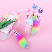 Stylo cadeau JR XmasPen-006, stylo à bille créatif et mignon en plastique + métal, 0,7 mm, licorne, flamant rose, peluche, rose magnifique, multifonctionnel