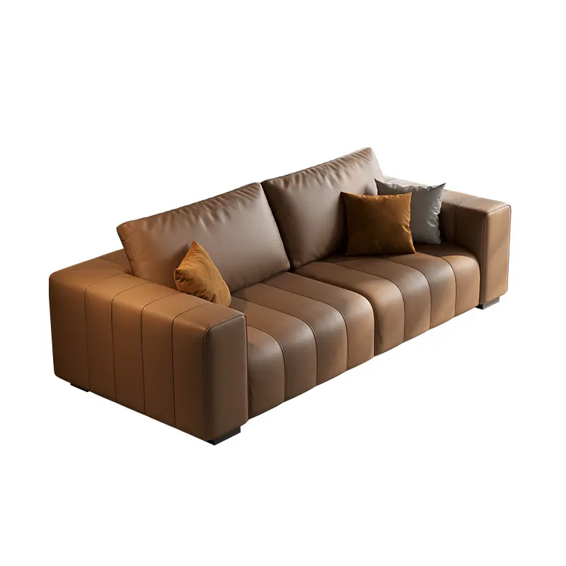 Electric function leather sofa modern simple living room combination straight row double telescopic sofa bed