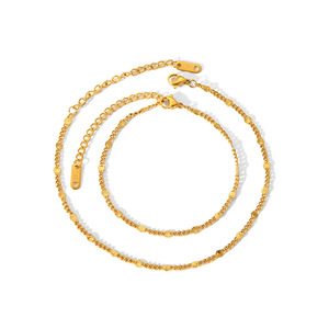 Stainless Steel Round <b>Anklet</b> Women's Jewelry Gift Fashion Simple Design 18K <b>Gold</b> Plated Geometric Style TA8030TB5076 - Product Image 5