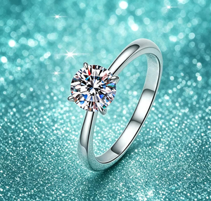 Anillo de Moissanita de 1 Quilate, D VVS1, Pasa el Test de Diamantes, Plata de Ley 925, 4 Puntas, Solitario, Certificado GRA, Anillo de Compromiso - Product Image 5