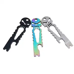 camping tool creative keychain outdoor durable steel multifunction keychain for opener wrench
