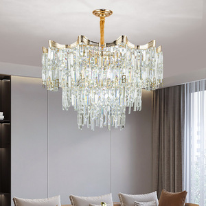 Lustre moderne en cristal à LED, lampe de plafond ronde multi-têtes pour salon, chambre, hôtel, salle de mariage - Product Image 3