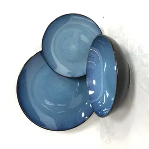 18Pcs Matte Kleur Groen Blauw Zwart Reactieve Geglazuurde Keramische Steengoed Servies Sets
