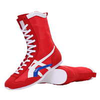 Chaussures de boxe professionnelles en cuir sur mesure respirantes en gros pour hommes