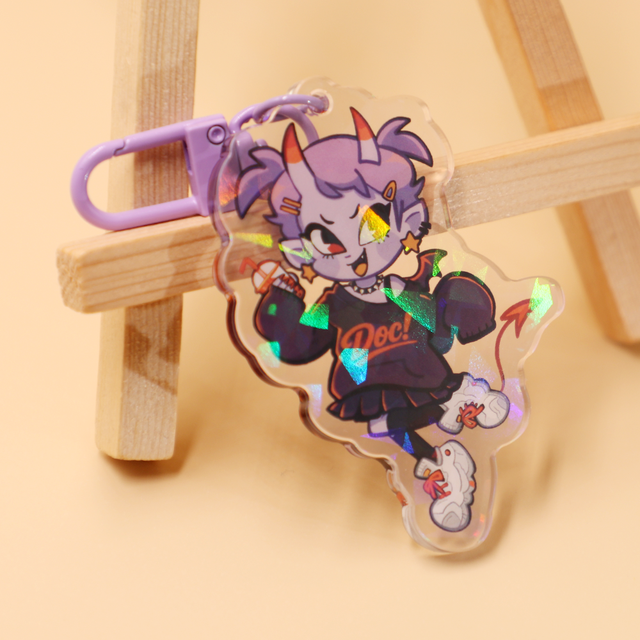 High Quality Printing Custom Shape Acrylic Charm Japan Anime Double Printed Acrylic Keychain Holographic Charms
