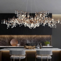 JYLIGHTING Französischer Designer Vollkupfer Esszimmer Luxus Restaurant Wohnzimmer Kristall-Pendelleuchte Elegante Atmosphärische Hängelampe
