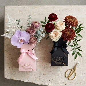 Boîte d'emballage en carton de luxe pour fleurs avec ruban, élégant porte-bouquet floral pour la Saint-Valentin, mariage, fleuriste - Product Image 2