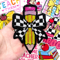 Ensemble de patchs en tissu chenille 3D brodés personnalisés pour enseignants, motifs amusants et inspirants, crayons, livres, café, messages positifs