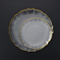 Assiettes jetables en plastique transparent de qualité supérieure, rondes, personnalisables, avec bord doré, cuillère, plus de 10 pièces, pour fête, marque DIJOEY