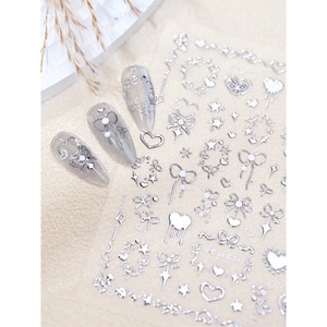 Pegatinas de <span class=keywords><strong>Uñas</strong></span> con Diseño de Nube en Forma de Corazón, Estilo Instagram, con Lámina Metálica, Autoadhesivas, Decoraciones de <span class=keywords><strong>Uñas</strong></span> DIY - Product Image 2