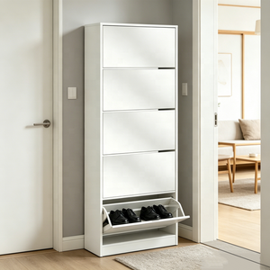2026 Hot Selling Modern Large-Capacity Wood Mirror Shoes <strong>Cabinet</strong> 5 Drawers Tall <strong>Slim</strong> Entryway Shoe Storage Living Room in Stock - Product Image 5