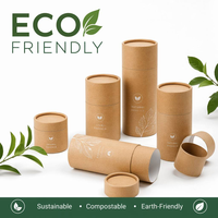 Boîte d'emballage cadeau en tube cylindrique en papier kraft recyclable personnalisé avec logo personnalisé pour bougie, cosmétique, cadeau