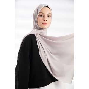 Sand Beige Crepe Shawl Heavy Chiffon Glitter Pattern Ethereal Plain Jersey Digi-Printed <b>Silk</b> <b>Hijab</b> Custom Logo for Ethnic Styles - Product Image 5