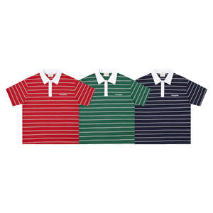 Camiseta de Manga Corta a Rayas Oversize Unisex, Nueva Colección Verano 2026, Estilo Retro Americano con Letras, Transpirable - Product Image 6