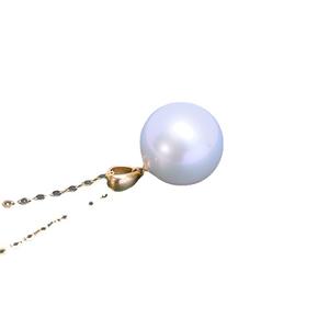 Collier pendentif en perle d'eau douce blanche de 12-13 mm, argent S925, ensemble complet avec une forte luminosité et de légères imperfections, forme ronde - Product Image 5