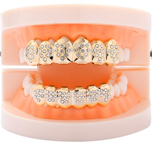BES Hip Hop or dents Grillz bijoux glacé plein <span class=keywords><strong>strass</strong></span> coeur dents <span class=keywords><strong>dentaire</strong></span> Grillz ensemble mode corps bijoux hommes - Product Image 6