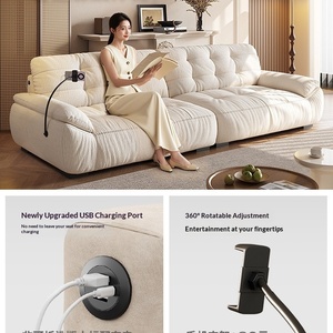 Canapé une place en tissu Nuage Crème, <span class=keywords><strong>design</strong></span> simple, multifonctionnel avec recharge, pour salon et petits espaces, en chenille et éponge - Product Image 3