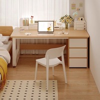 Bureau d'étude pour étudiant, bureau d'ordinateur, poste de travail, bureau de direction simple blanc avec tiroirs, table de bureau