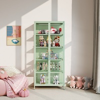 Meuble de salon moderne avec portes vitrées, étagères métalliques multicolores réglables, grande capacité de rangement, mobilier pour hôtel et maison