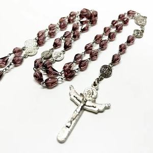 인기있는 패싯 합금 십자가 십자가 성 베네딕토 크리스탈 묵주 교황과 투명 크리스탈 비즈 - Product Image 4